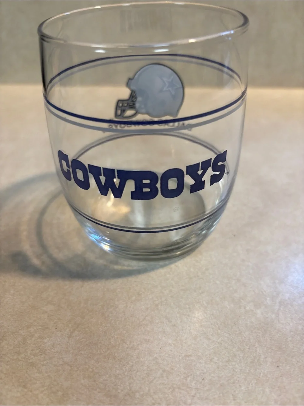 NFL Dallas Cowboys Clear Glass Tumbler with Blue and Silver Logo